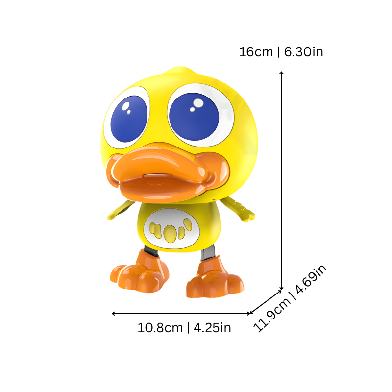 Vue de profil du jouet canard dansant LED coloré