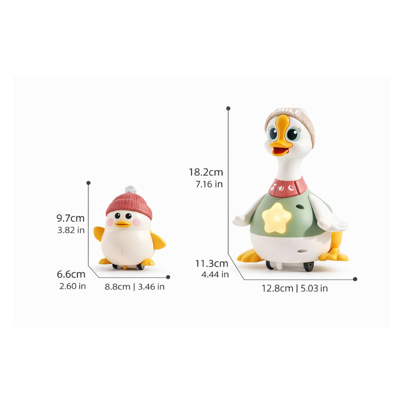 Dimensions du jouet canard avec bébés et accessoires
