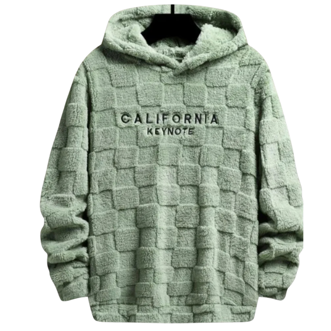 Sweat vert en moumoute avec capuche pour femme