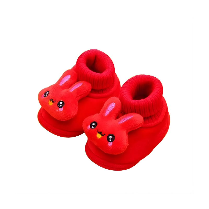 Chaussons bébé rouges avec semelle sécurisée