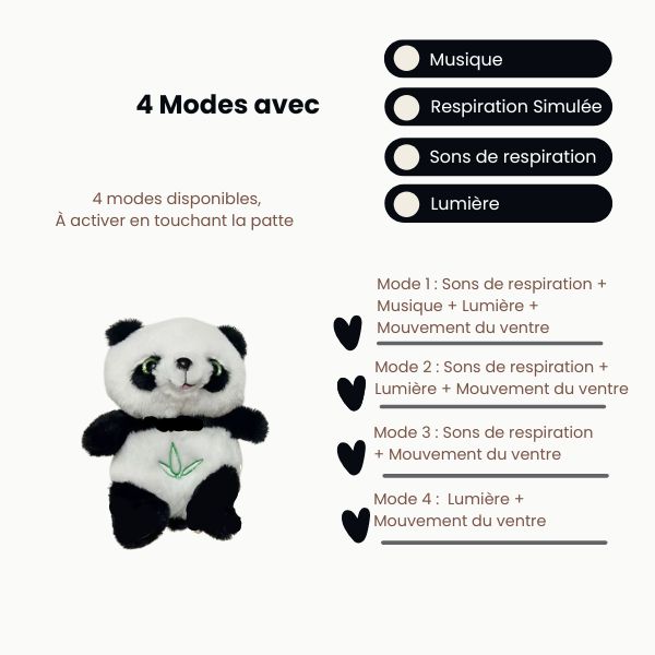 Veilleuse panda avec lumière douce et mélodies apaisantes