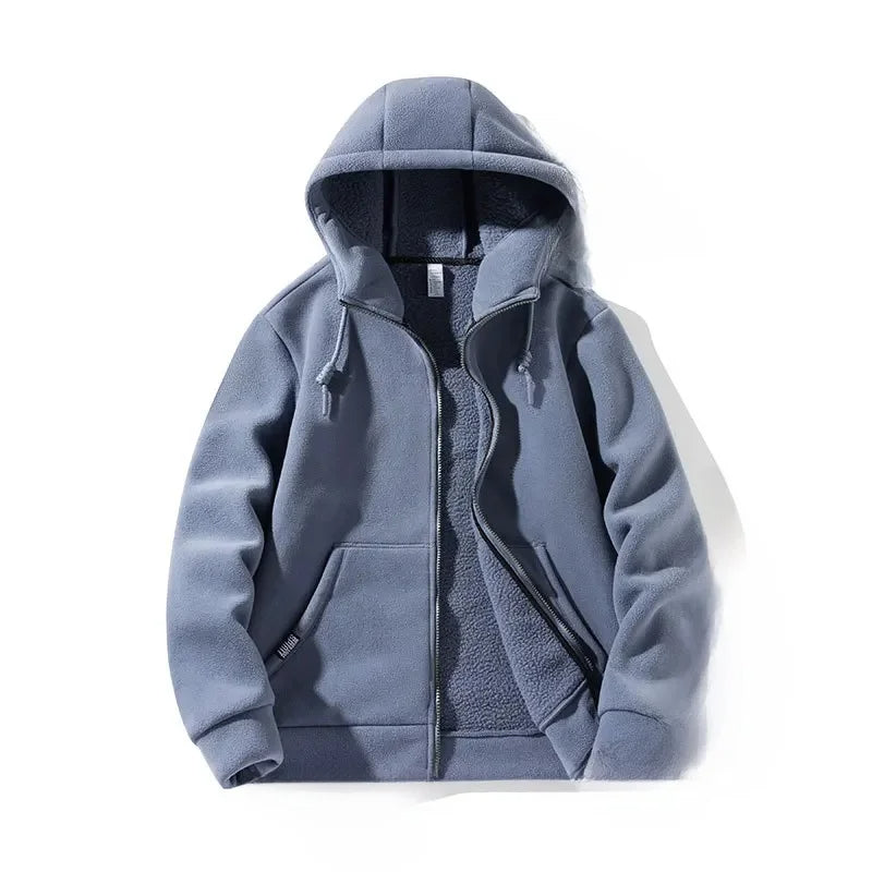 Veste femme bleu électrique en matière douce avec capuche