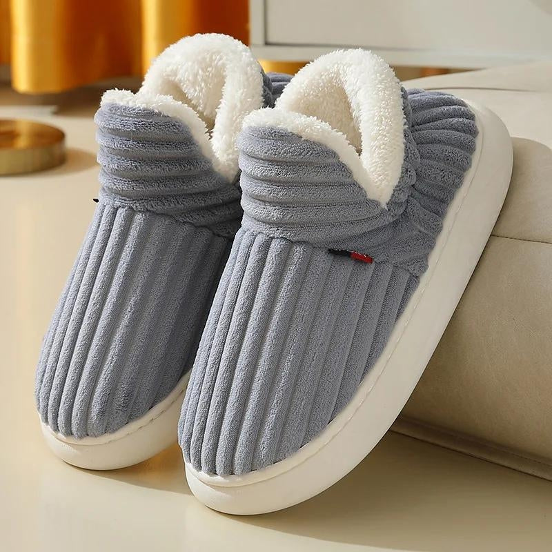 Chaussons boots femme en Pilou Pilou bleu gris doux
