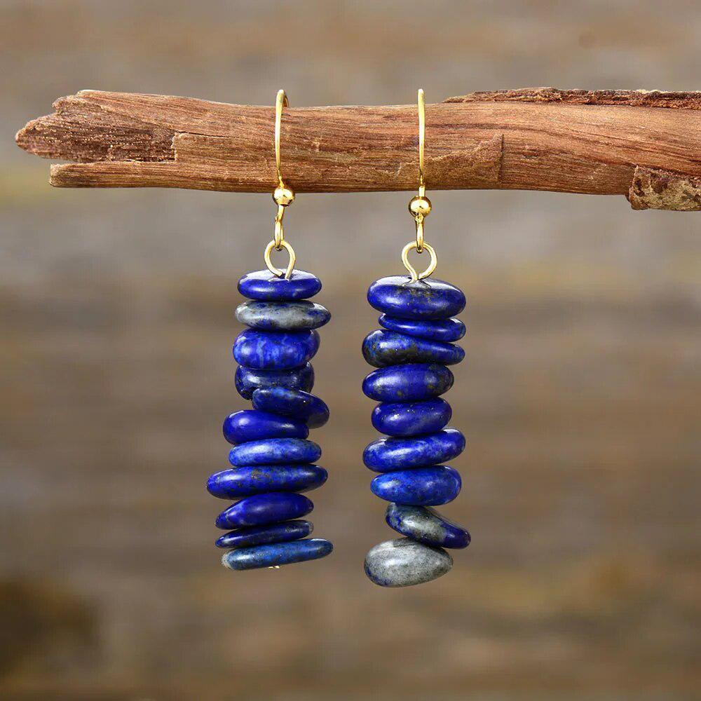 Boucles d'oreilles en Lapis Lazuli sur support doré