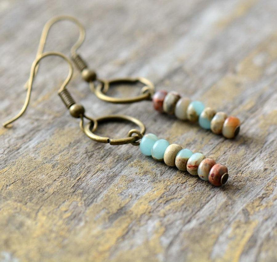 Boucles d'oreilles jaspe royal, vue de côté