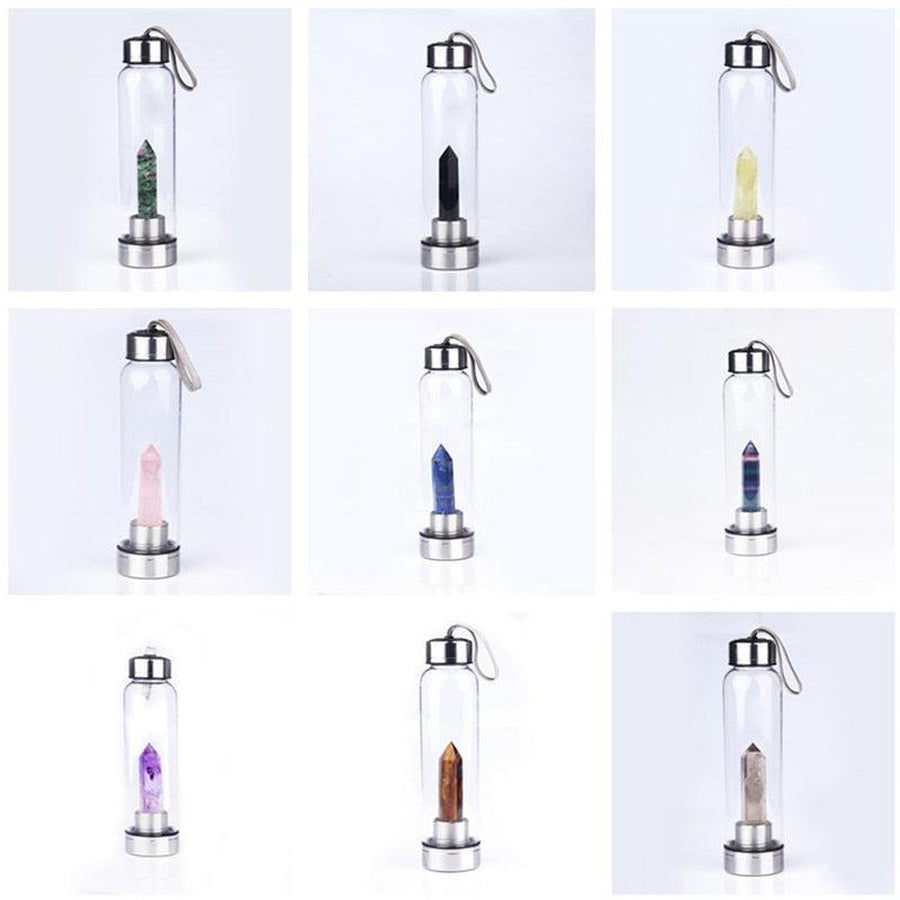 Bouteille en cristal avec bouchon en acier inoxydable