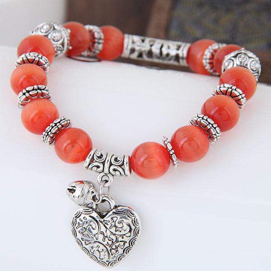 Bracelet en agate rouge avec perles rondes de 10mm