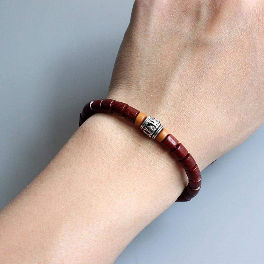 Bracelet ajustable en bois d'olivier et cuivre