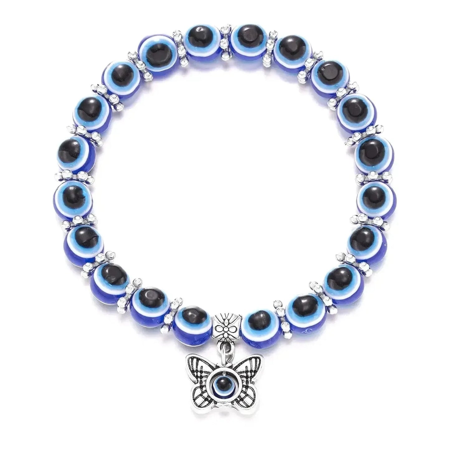 Bracelet porte-bonheur avec détails en alliage argenté