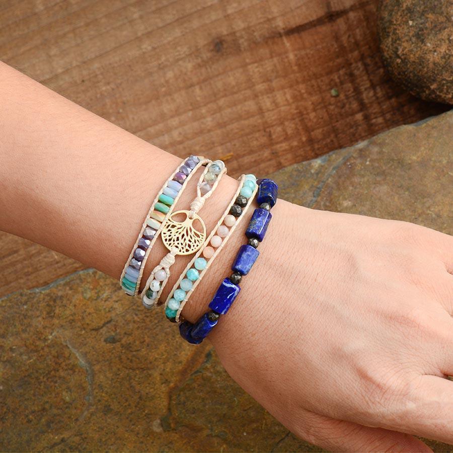Bracelet élégant en Lapis Lazuli, perles polies à la main