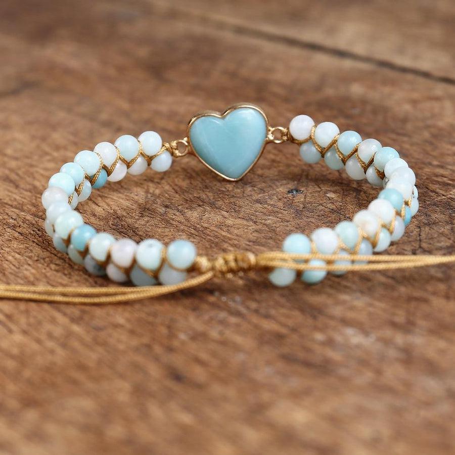 Bracelet Shamballa avec cœur et pierres apaisantes