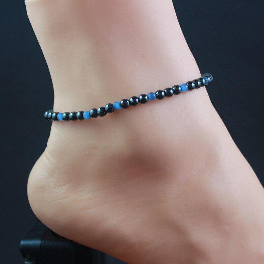 Bracelet de cheville avec pierres naturelles, vue de dessus