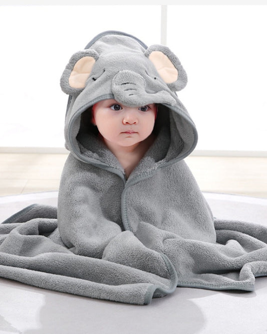 Cape de bain bébé éléphant gris 0-3 ans