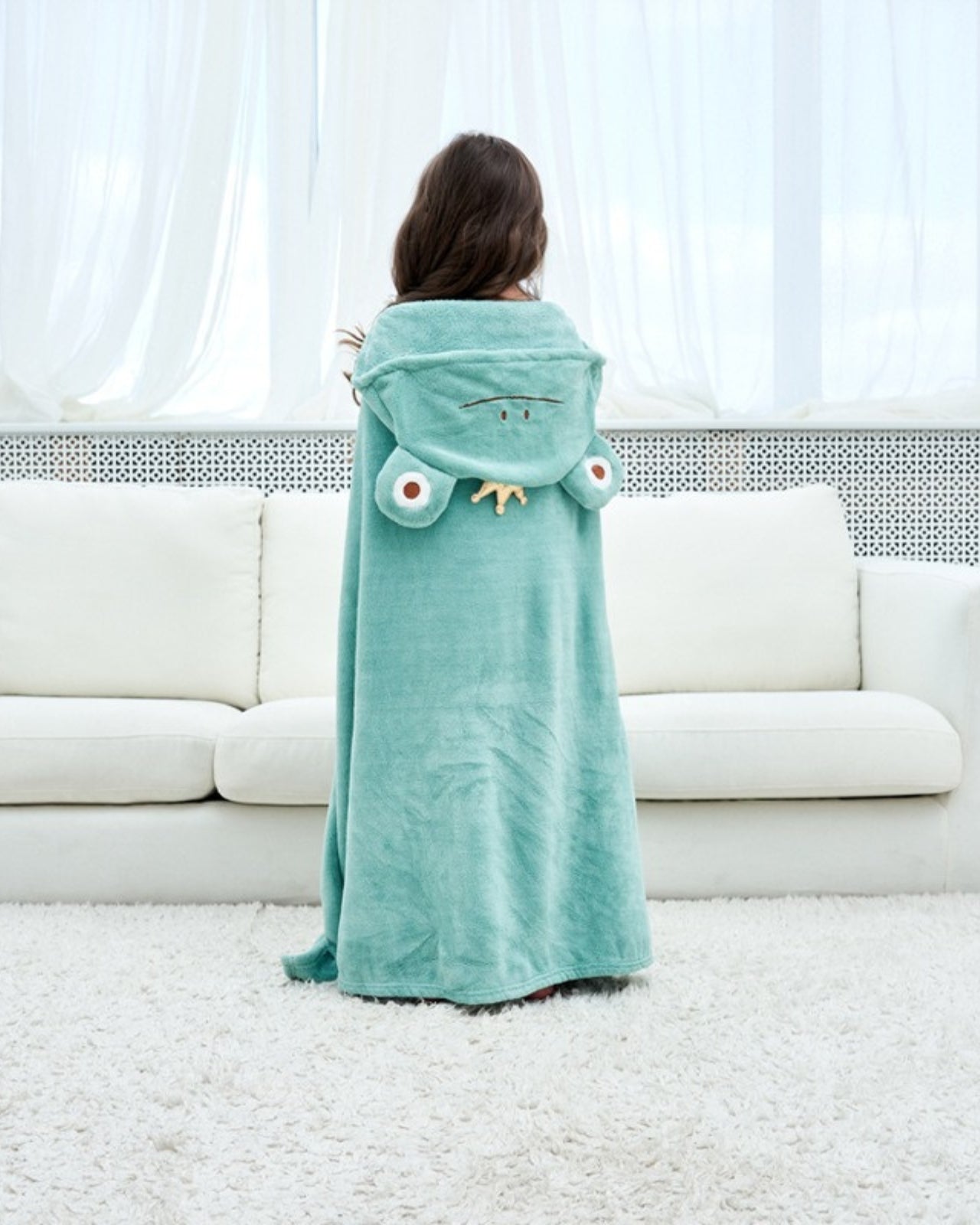 Cape de bain enfant grenouille bleu pour enfant 2-6 ans