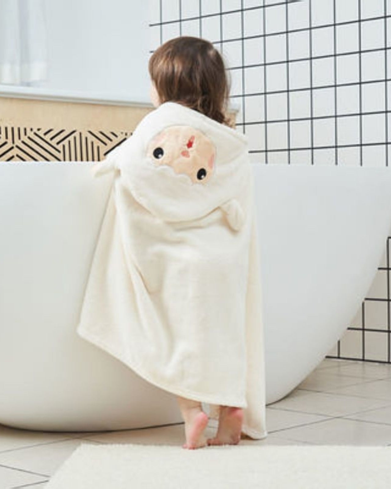 Cape de bain enfant mouton blanc pour enfant 2-6 ans