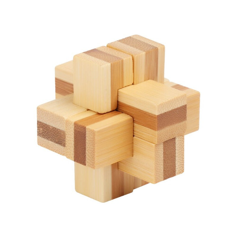 Casse-tête en bois en forme de croix, vue de dessus