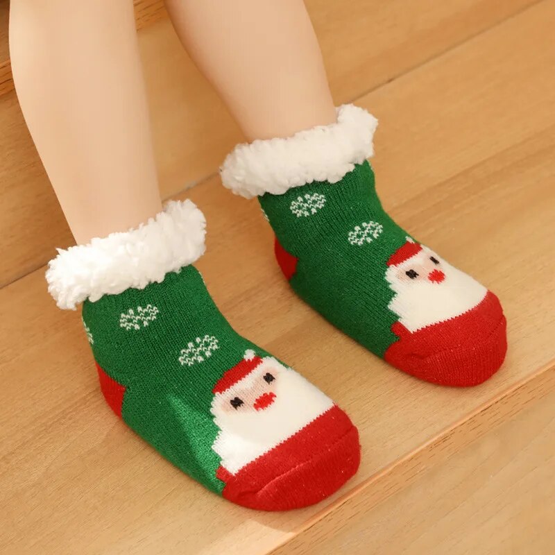 Chaussettes bébé en pilou avec motif Père Noël