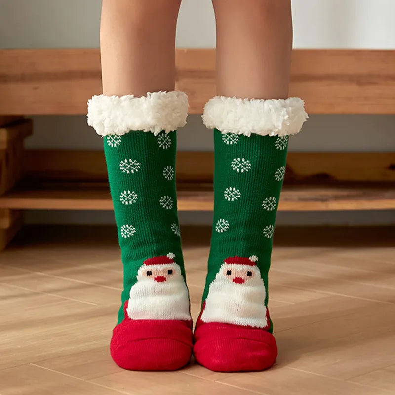 Chaussettes de Noël vertes avec motif pingouin pour femme