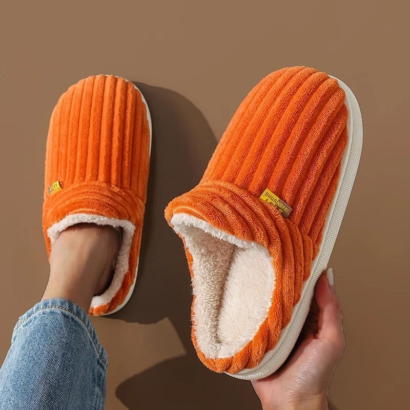 Chaussons femme orange en Pilou Pilou moelleux et chaud