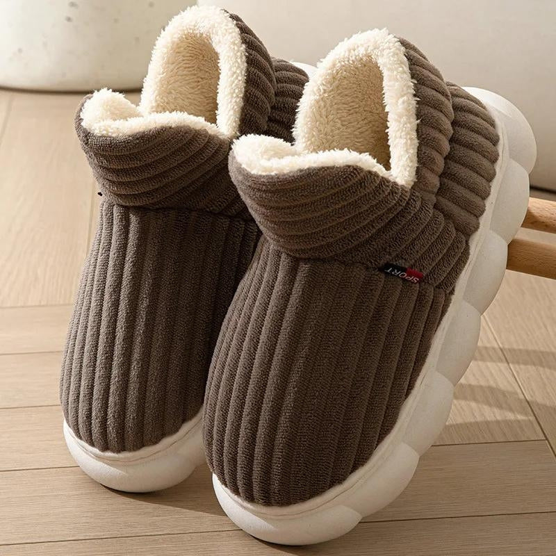 Chaussons d'hiver marron pour homme avec fausse fourrure