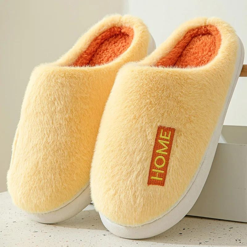 Chaussons jaunes pour homme avec doublure polaire orange
