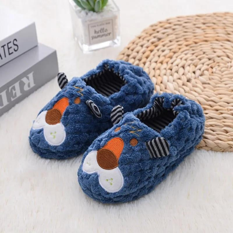 Chaussons bleu marine pour bébé avec oreilles en relief