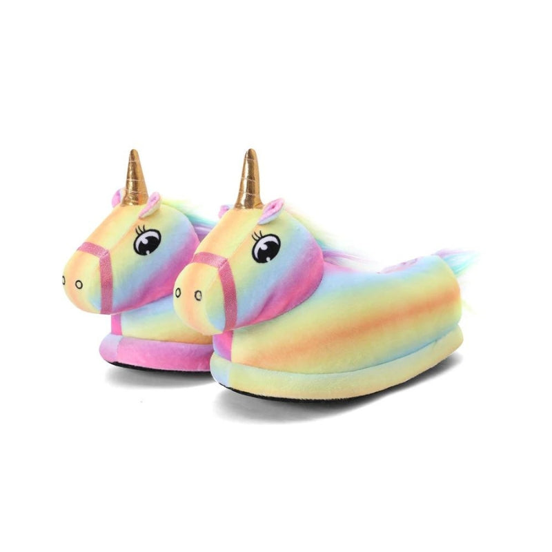 Chaussons licorne multicolores en polaire pour fille