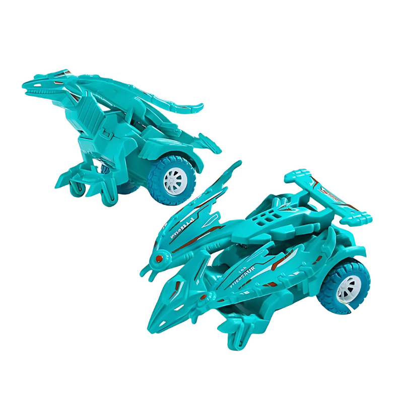 Ptérosaure cyan en mode voiture transformée