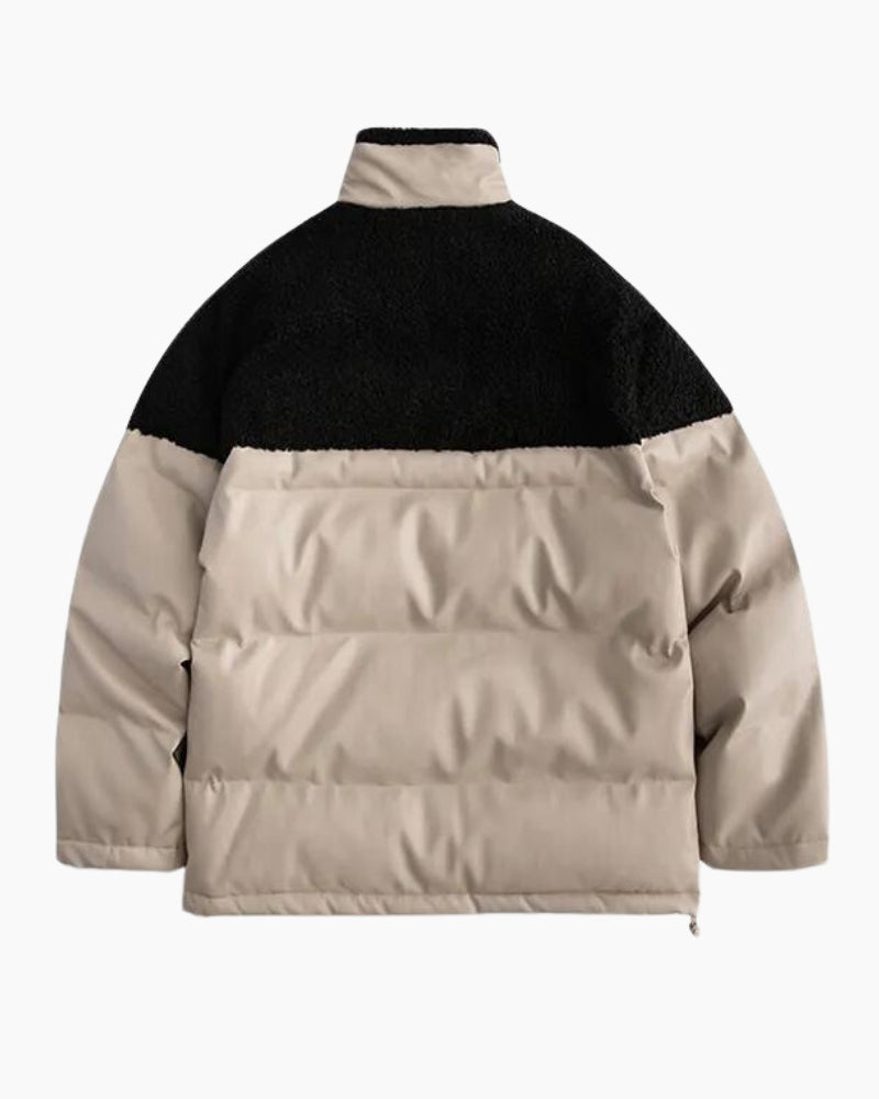 Doudoune oversize bicolore beige et noire en Pilou Pilou