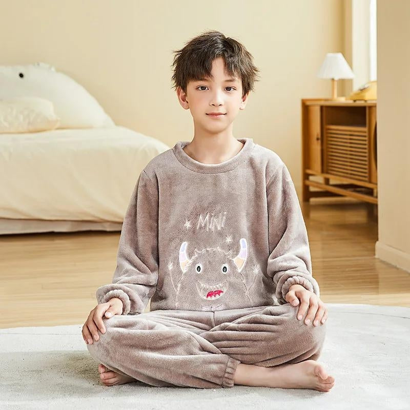 Pyjama garçon en polaire avec motif monstre souriant