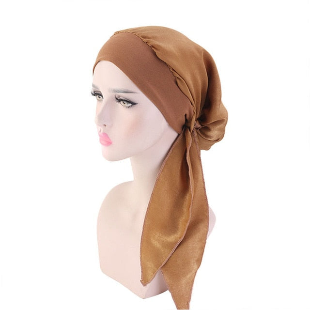 Foulard marron en mousseline, vue de côté