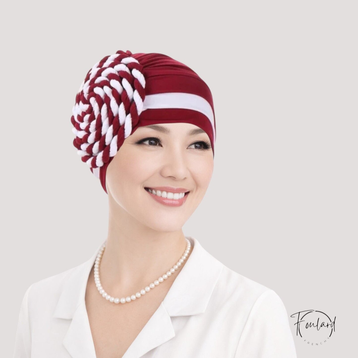 Foulard chimio rouge et blanc en mousseline respirante