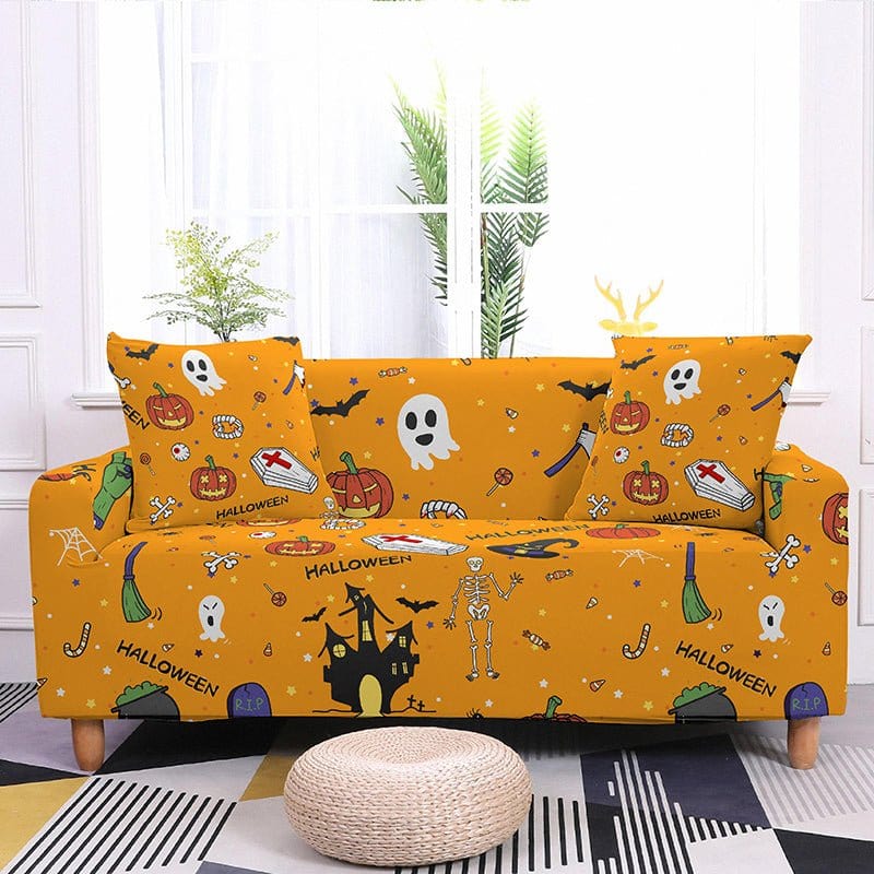 Housse de canapé extensible avec motif Halloween, vue d'ensemble