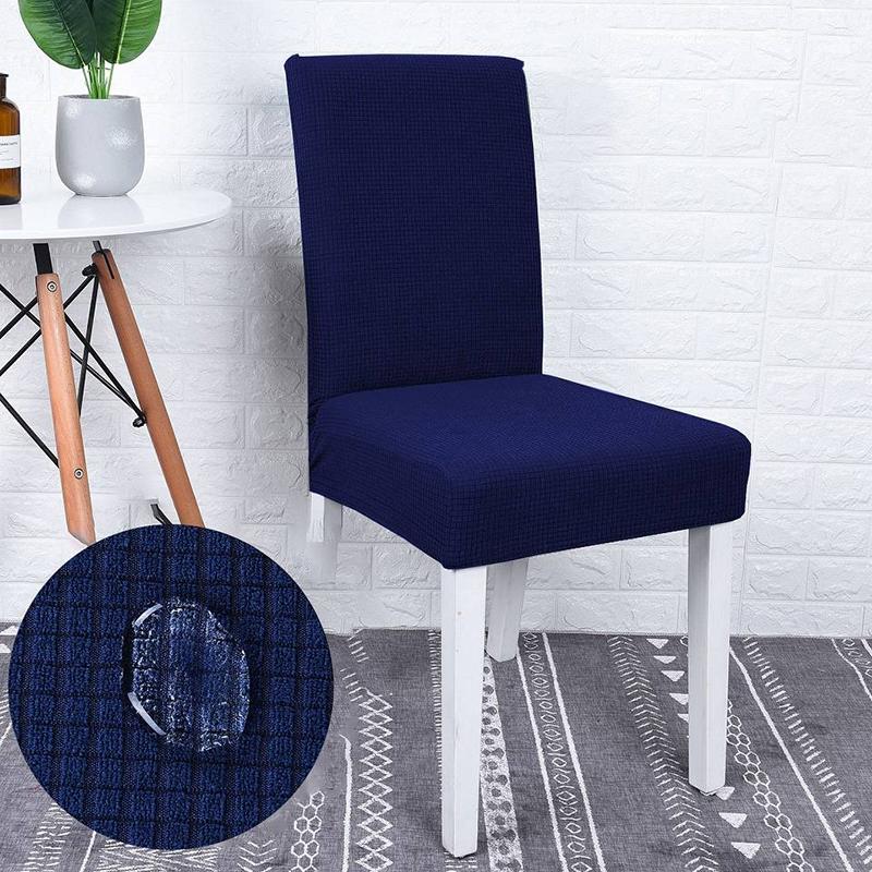 Housse de chaise bleu marine en tissu jacquard extensible
