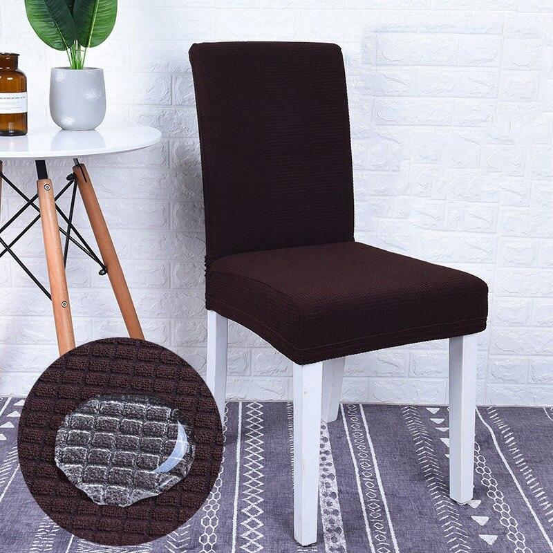 Housse de chaise marron en tissu jacquard déperlant