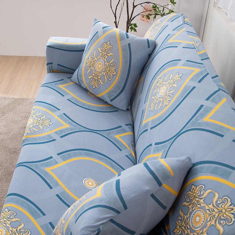 Housse de coussin imperméable sur canapé, tissu bleu résistant