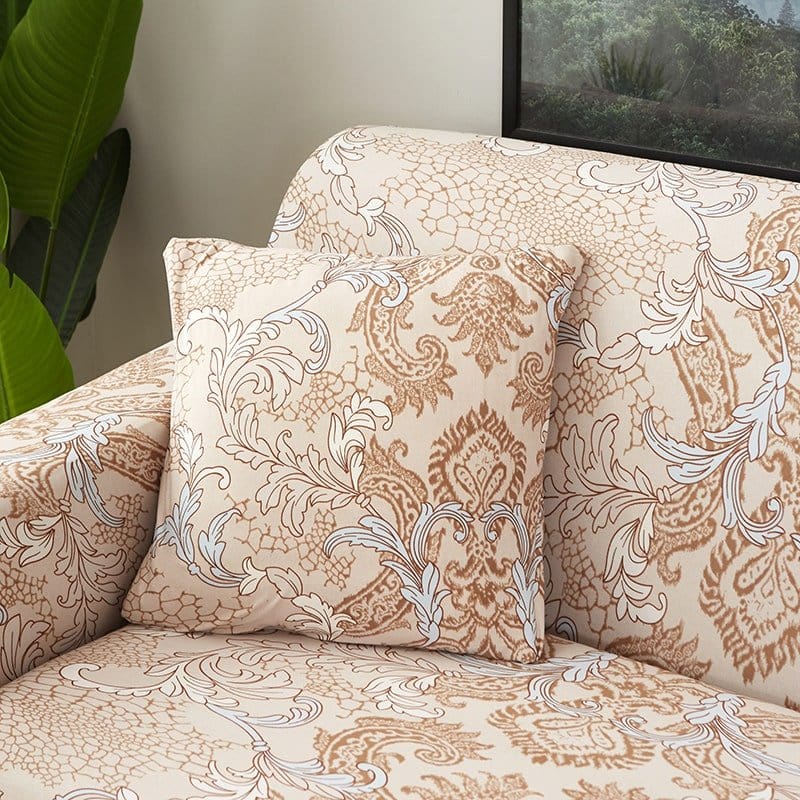 Deux housses de coussin extensibles en tissu antidérapant gris