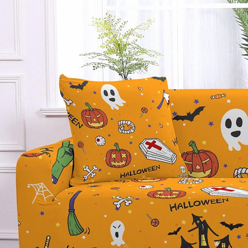 Deux housses de coussin extensibles à motifs Halloween, 45x45 cm