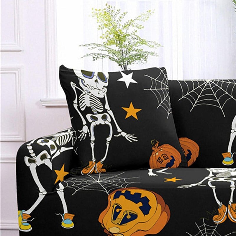 Housses de coussin extensibles avec motif squelette, 45x45 cm