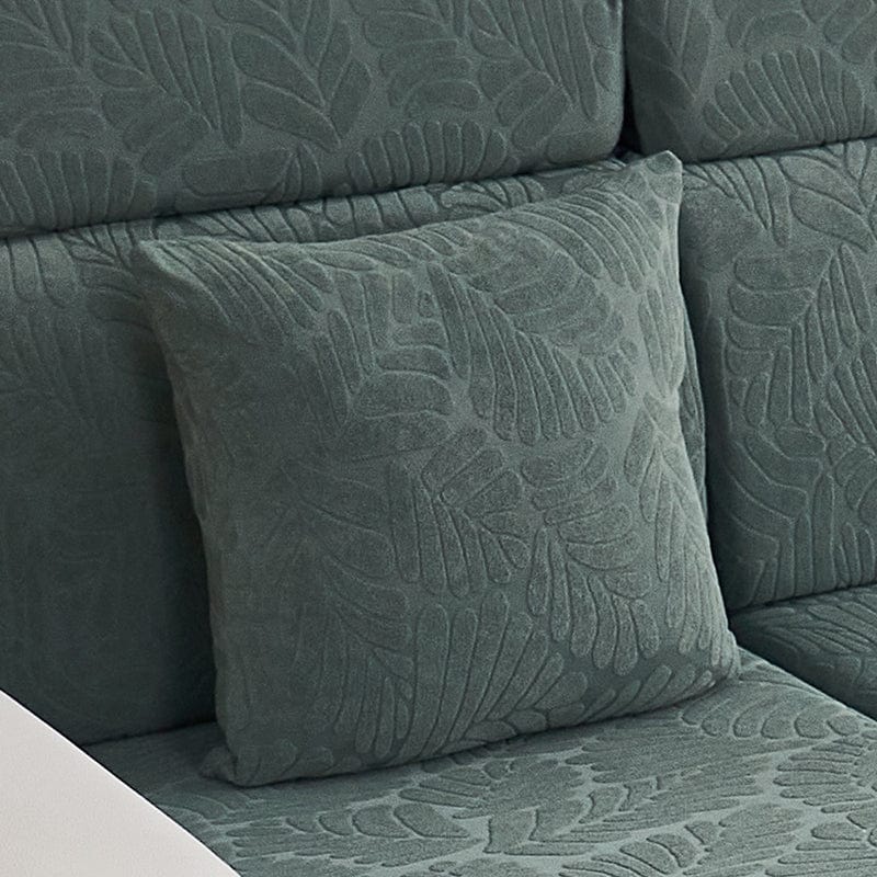 Housse de coussin verte avec motif de feuilles de palmier