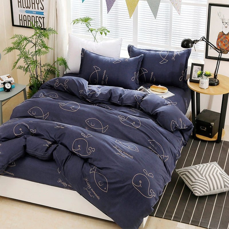 Housse de couette en polyester sur lit, vue de face