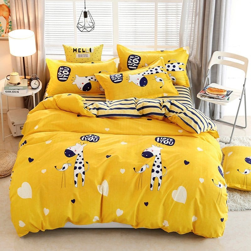 Housse de couette en polyester sur lit, design moderne