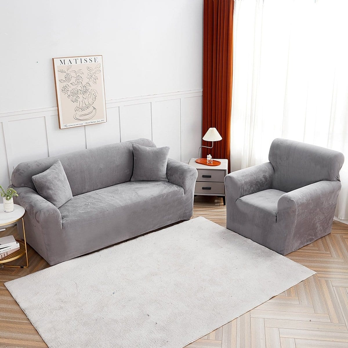 Gros plan sur le tissu extensible et anti-taches de la housse