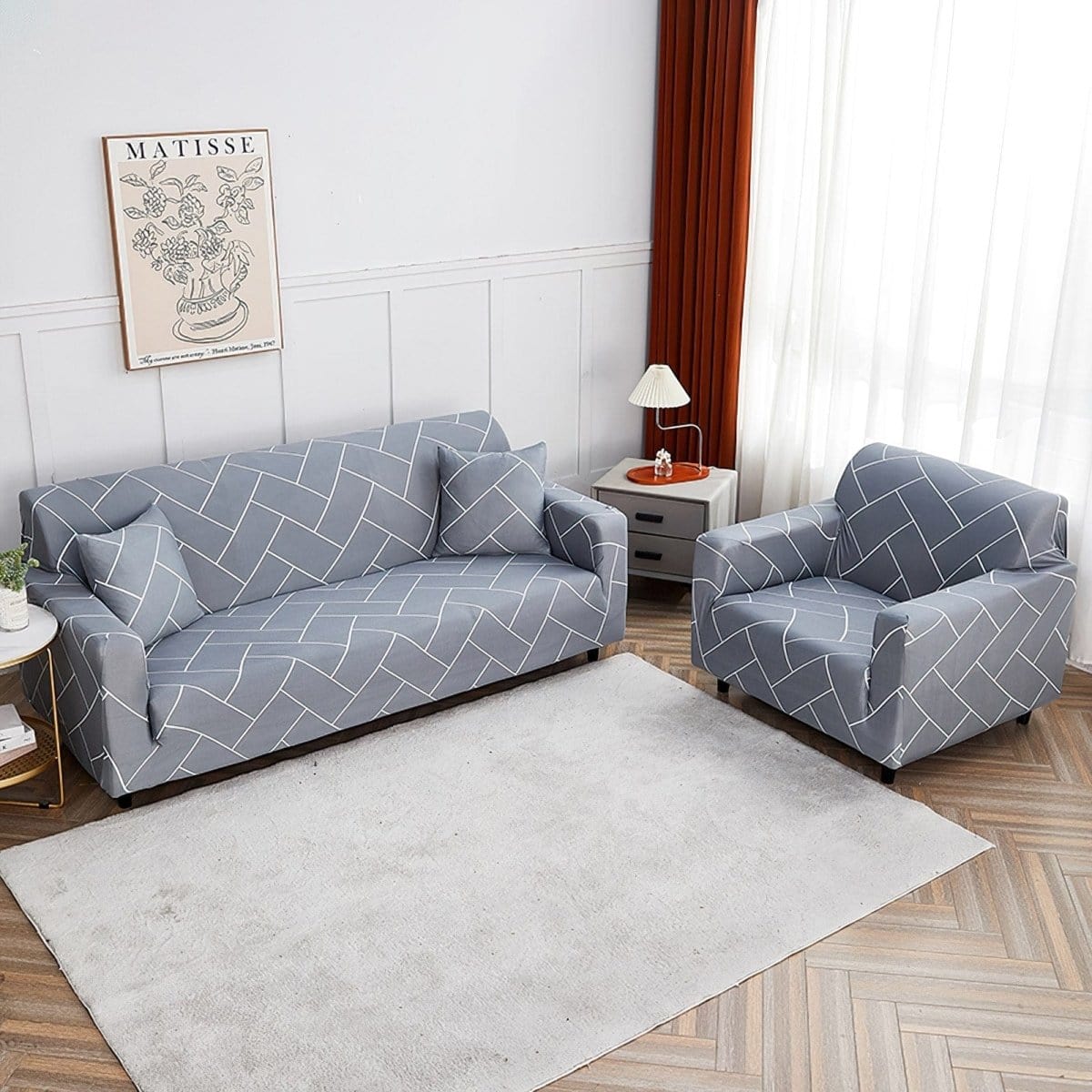 Housse ajustée sur fauteuil, vue latérale