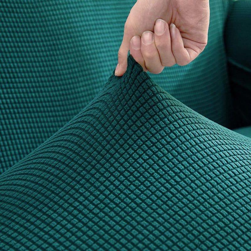 Housse turquoise sur fauteuil cabriolet, tissu déperlant