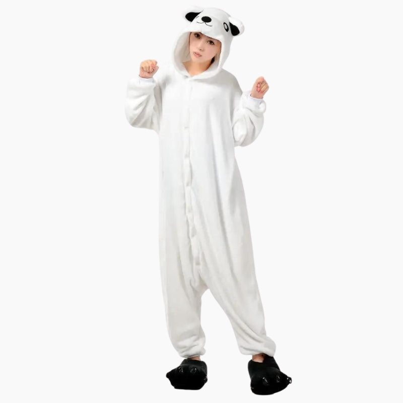 Combinaison blanche en fourrure avec capuche ours polaire