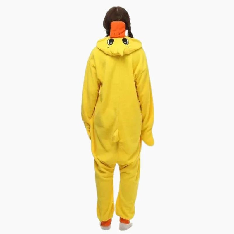 Grenouillère jaune canard avec capuche et oreilles