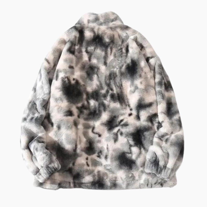 Manteau gris avec intérieur doudou et poches visibles