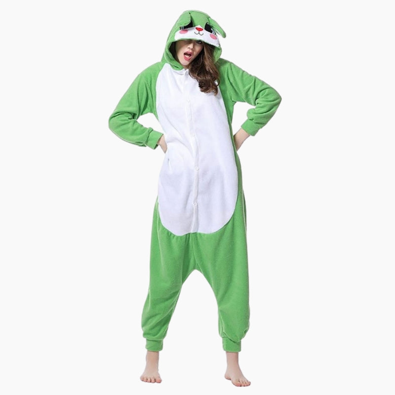 Combinaison lapin bleue en polaire douce et chaude