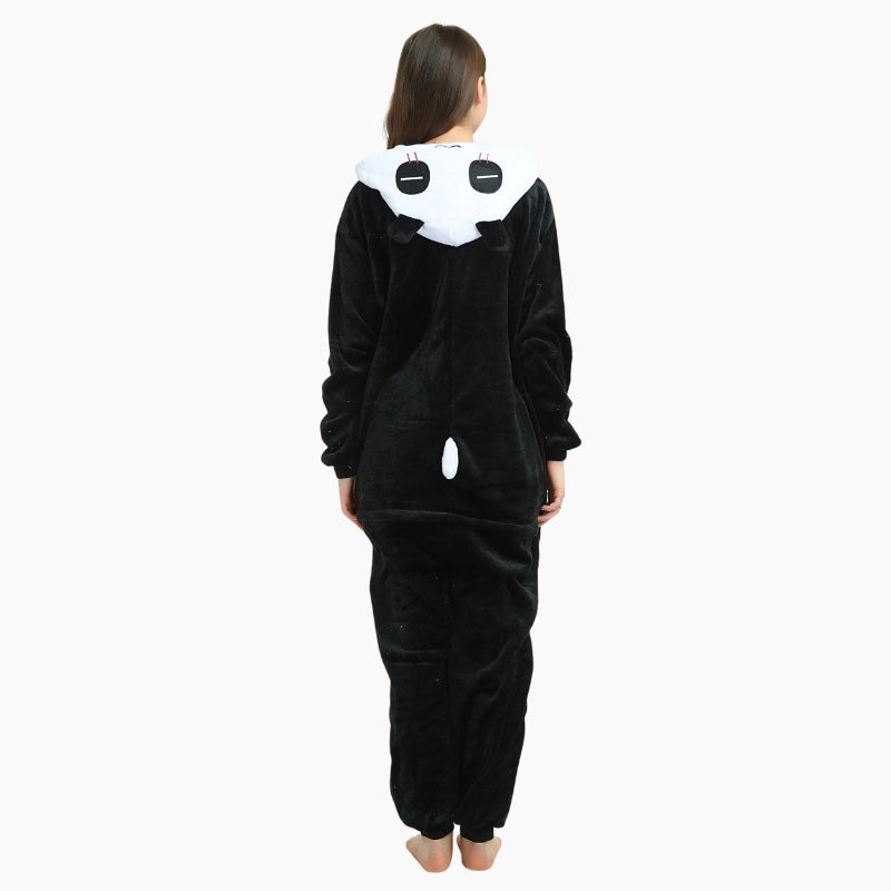 Combinaison panda en Pilou Pilou avec capuche et oreilles